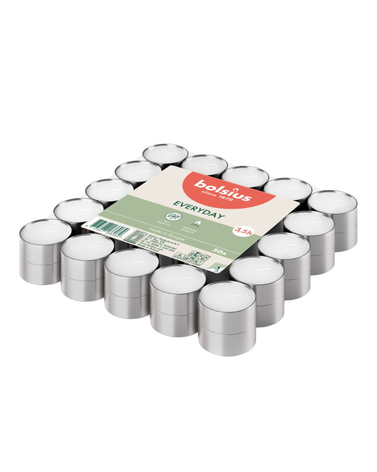 Bolsius teamécsesek – 50 db (egyenként kb. 3,5 óra égési idő)